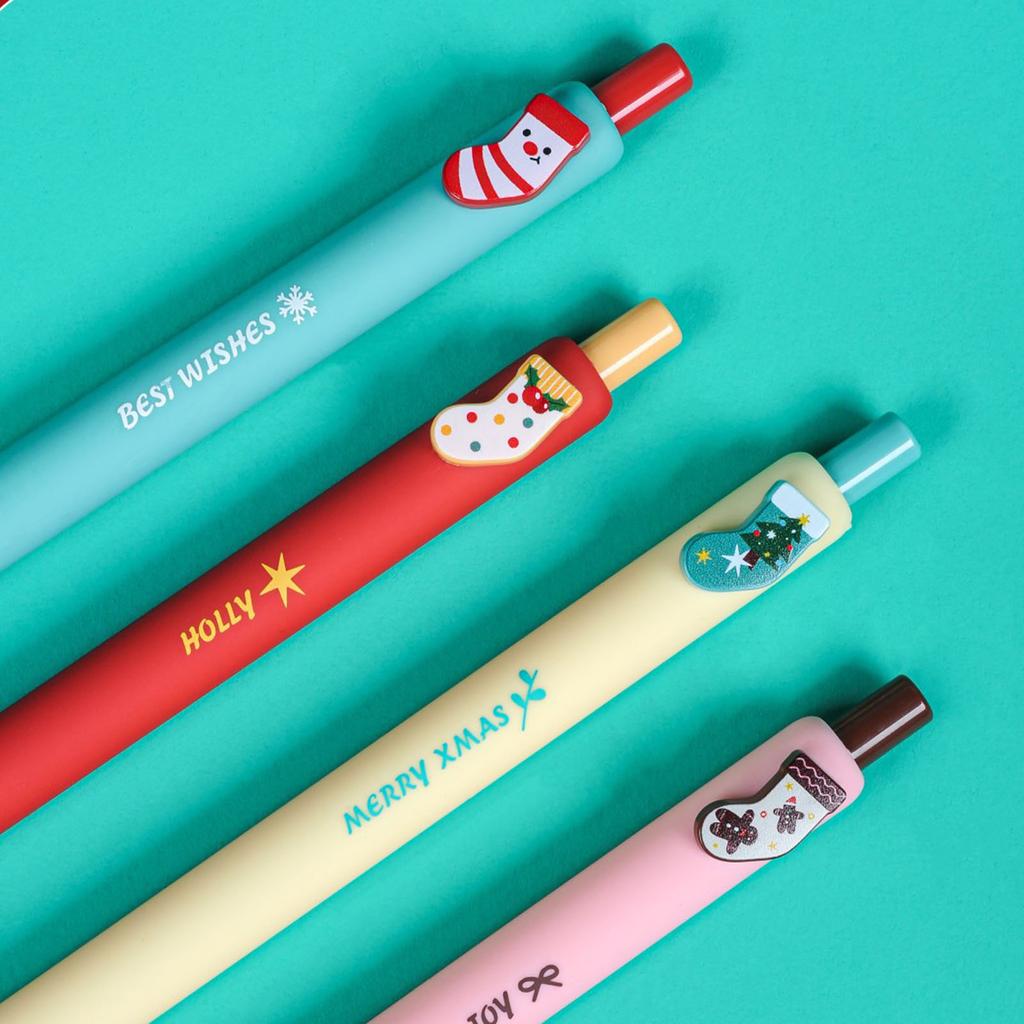 4 Pcs/Set Christmas Gel Pen 0.5mm Neutral Pen Gel Ink Pen Signature Pen Stationery Pen School Supplies for Writing