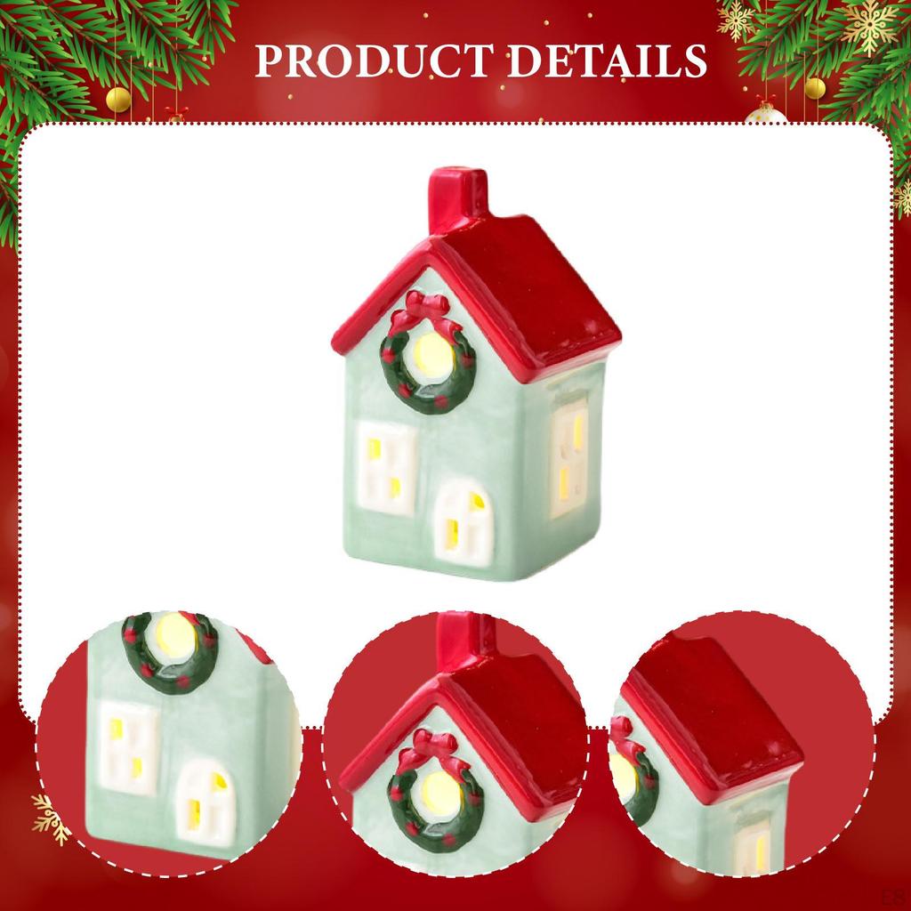 Mini Ceramic Light Up House Decoration Accessories Birthday Gift Xmas Ornament for Indoor Cabinet
