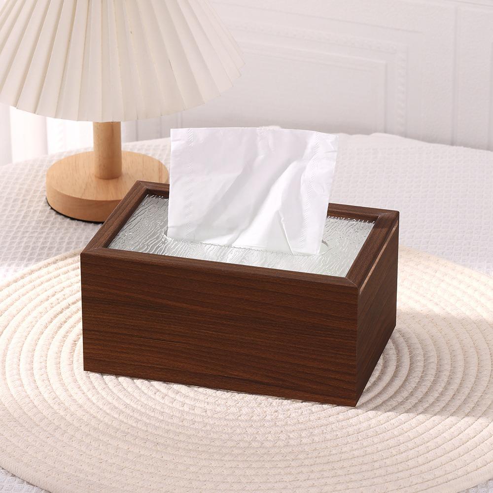Rectangle Walnut Wood Grain Tissue Box Elegant Napkin Holder Wood Draw Paper Box  Restaurants
