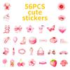 56 Watercolor Pink Cartoon Graffiti Stickers Girl Heart Account Notebook Decorative Material Stickers