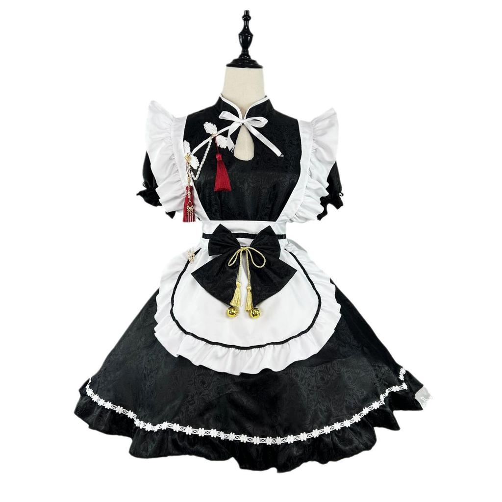 Plus Size Jacquard Lolita Maid Dress - Original Chinese Style Performance Costume