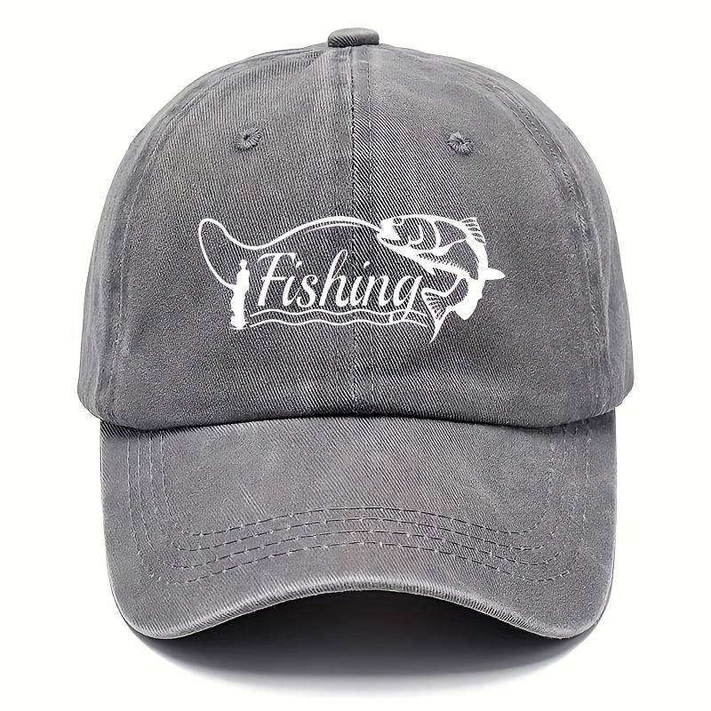 New Vintage Washed Baseball Cap with a Distressed Fishing Letter Print Adjustable Dad Hat Mixed Colors