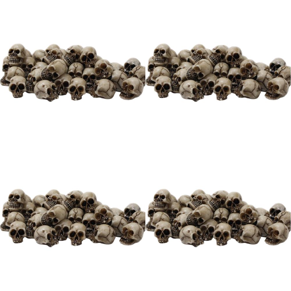 100-20Pcs Skeleton Statues Ornament Collectable Halloween Miniature Skulls Heads Decorative Festival Party Haunted House Decor