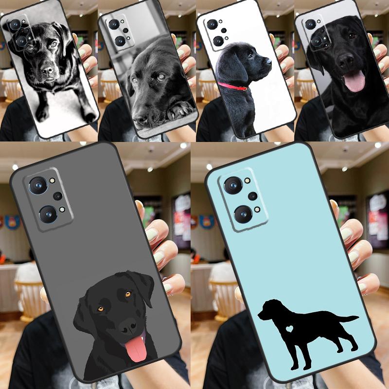 Black Labrador Dog For Realme 11 12 Pro Plus 10 9 GT5 GT Neo 6 C25s C21Y C30 C31 C33 C35 C51 C53 C55 C67 Case