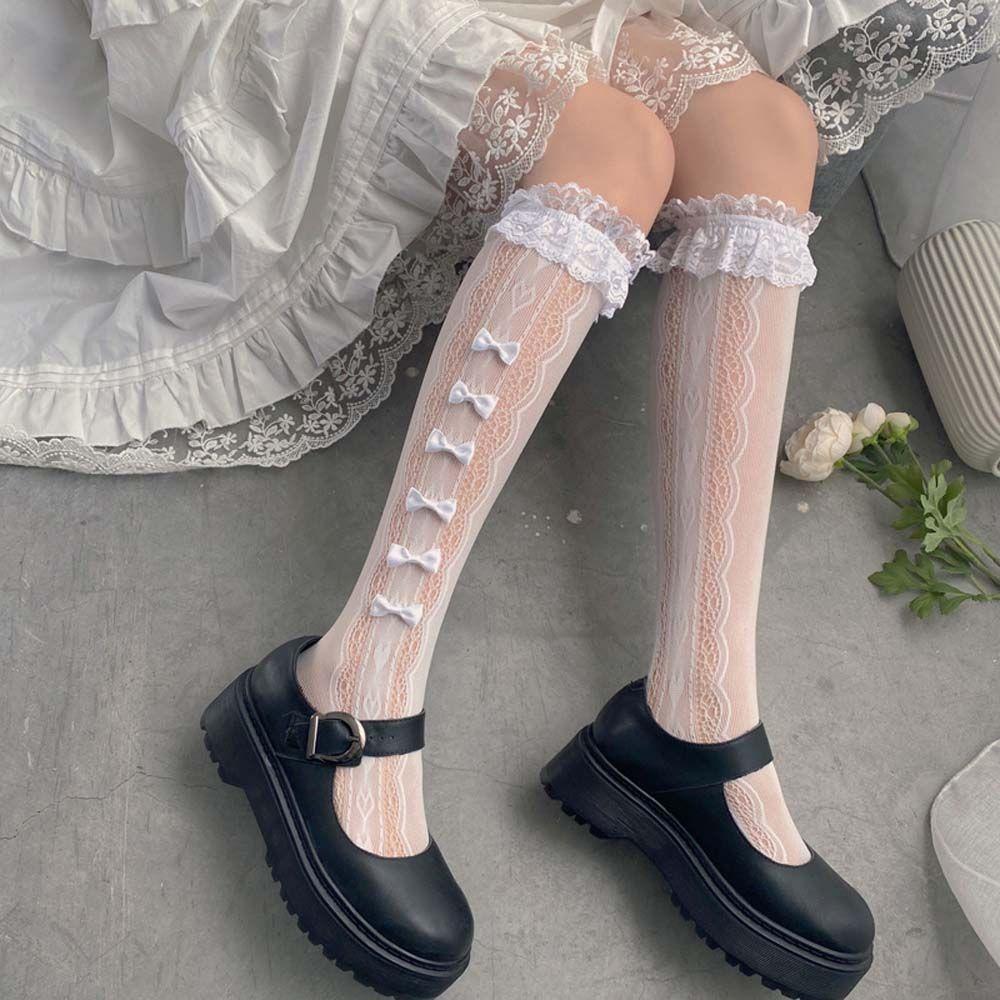 Sexy Elastic Hollow Japanese Princess Mid Tube Socks Ladies Hosiery Lolita Mesh Stockings