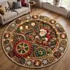 Washable Christmas Area Rug Round 3D Rug, Optical Illusion Santa Gnome Non-slip Play Mat for Toddlers Pattern, Holiday Floor Living Room Entryway