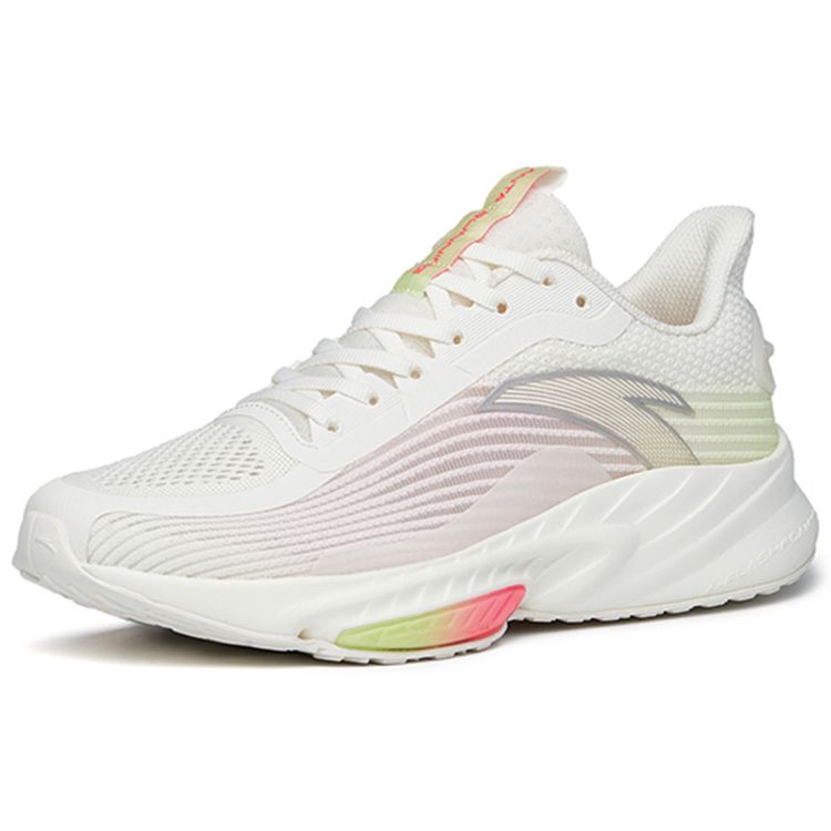 Anta Rocket Shoes Durable Non-Slip Low-Top Running Shoes Women Running Shoes White Pink Green 122225587-2