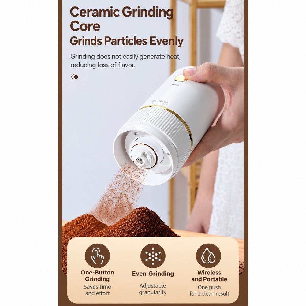 Ceramic Burr Mini Coffee Grinder USB Rechargeable Coffee Bean Grinder  Hand Pour Coffee