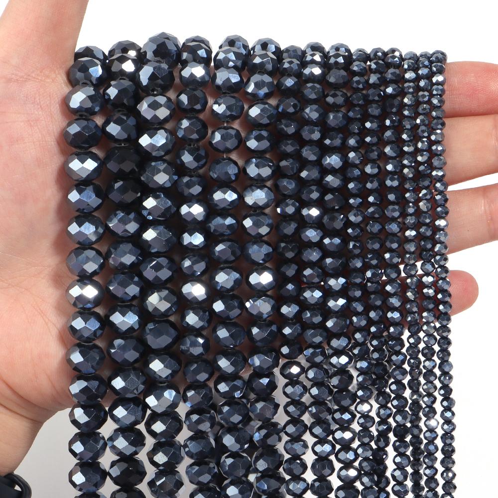 3/4/6/8/10mm Faceted Black Crystal Beads Hematite Glass Loose Spacer Beads For Jewelry Making DIY Necklace Bracelets Accessories