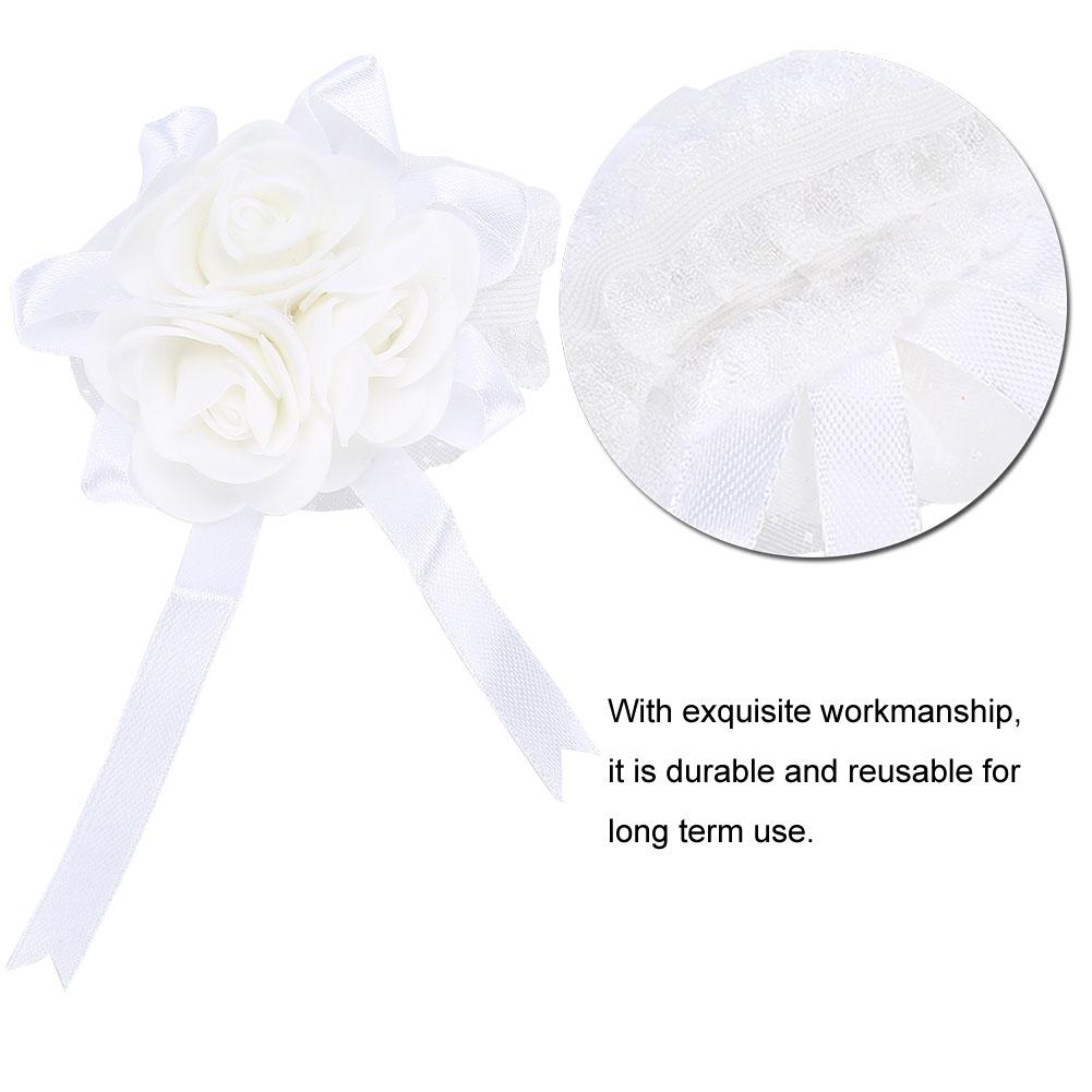Wunderschöne Handblume Braut Brautjungfer Handgelenks-Korsage Abschlussball Hochzeitsdekorationen(Weißes Band)