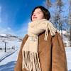 Alpaca circle fringed scarf containing wool warmth versatile knitted scarf female autumn and winter couple high sense