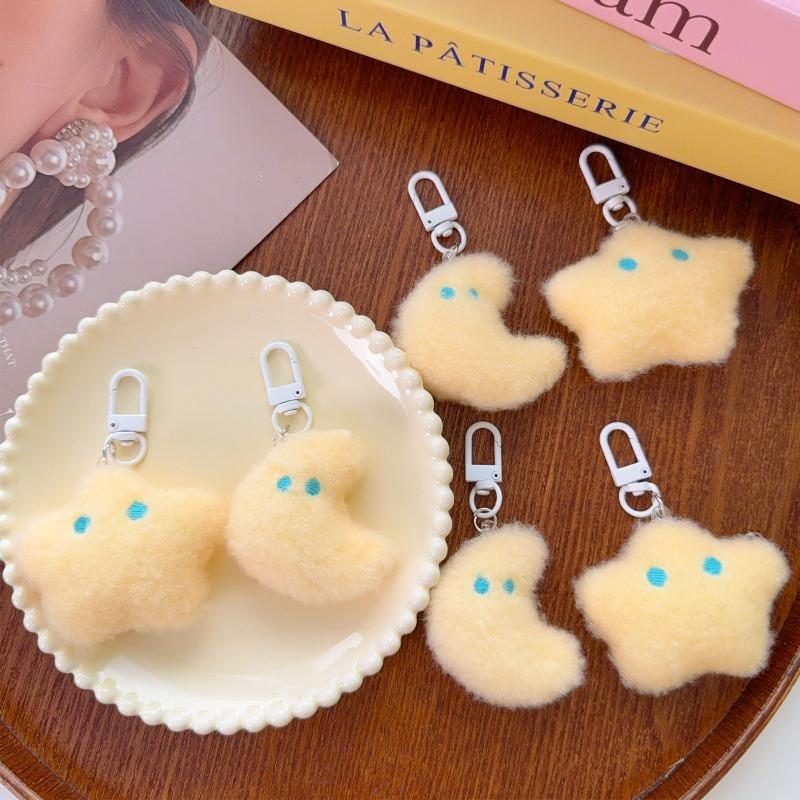 1/2PCS Cute Plush Star Moon Keychain Plush Doll Pendant For Women Girls Sweet Versatile Backpack Decoration Accessories Gifts