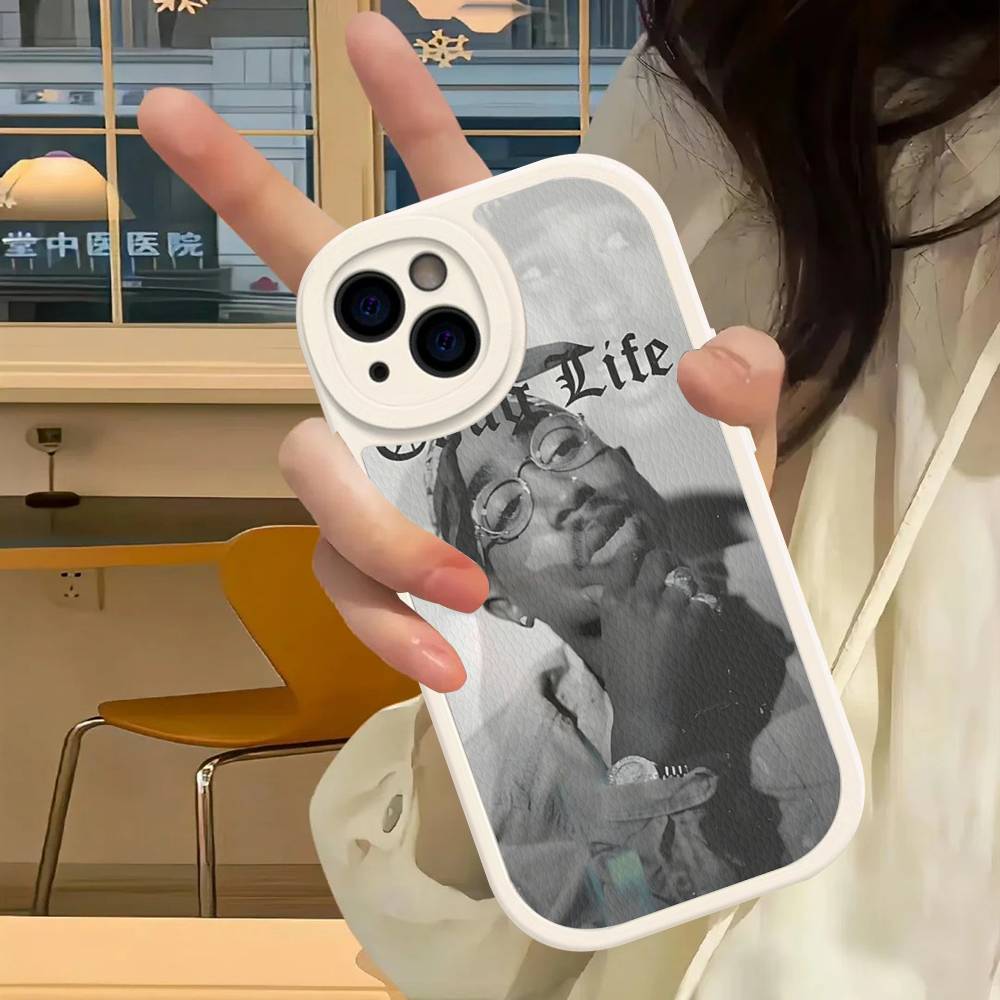 2Pac Hip Hop Singer Phone Case For IPhone 16 15 14 13 12 11 Pro Max Plus Leather Cover