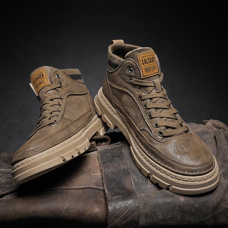 Martin boots autumn and winter new winter velvet cotton shoes casual leather shoes high-top trendy shoes