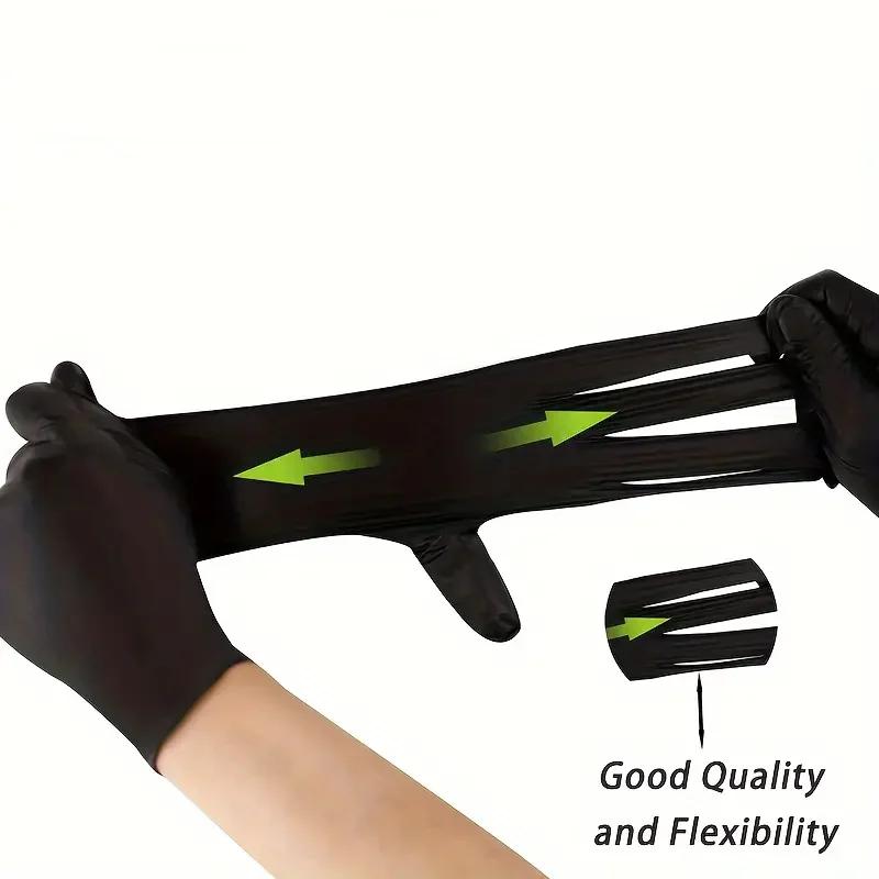 20/50/100PCS Disposable Nitrile Gloves Anti-Slip Black Industrial Gloves for Auto Mechanic Repair Cleaning Working Powder Free