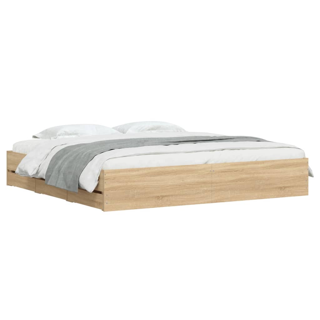 Vidaxl Bed Frame with Drawers, Sonoma Oak, 160X200 Cm