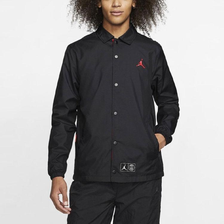 Jordan Paris Saint-Germain Collaboration Casual Sport Collar Jacket Men Outerwear Black BQ4213-011