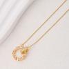 Double Ring Necklace Women'S Premium Style Versatile Slightly Inlaid Zircon Mai Xiang Happiness Pendant Accessories