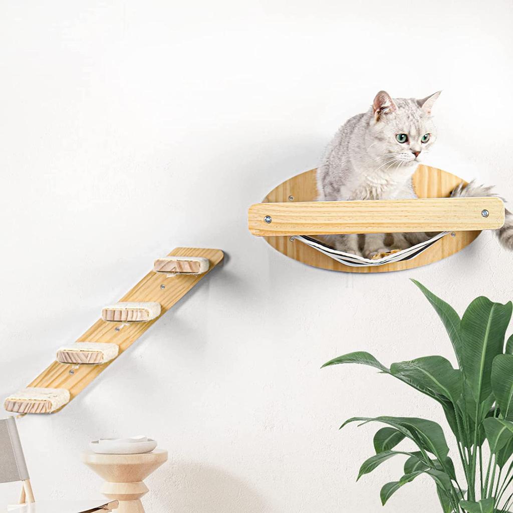 Katzen-Wandhängematte mit 3 Stufen – Modernes montiertes Katzen-Wandmöbel Kratzbaum für die Wand Katzen-Trittbrett Katzenhaus für Innenräume