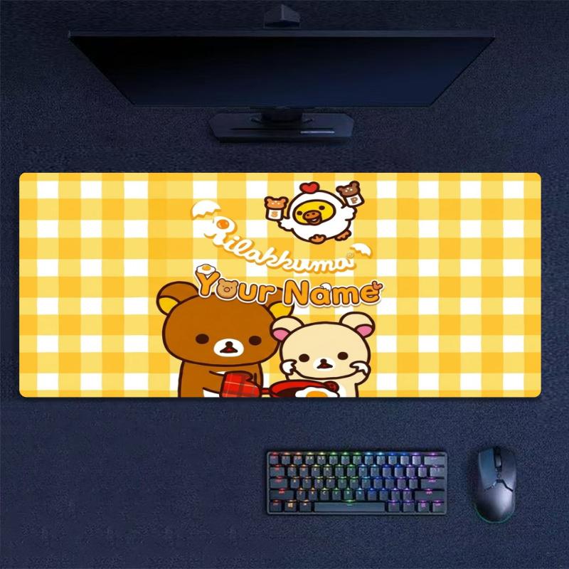 Cute Rilakkuma Breakfast Custom Name Large Size Mouse Pad Gaming Table Cushion Nonslip Laptop Tablet Big XXL Mat Mini PC Playmat With Lock edge