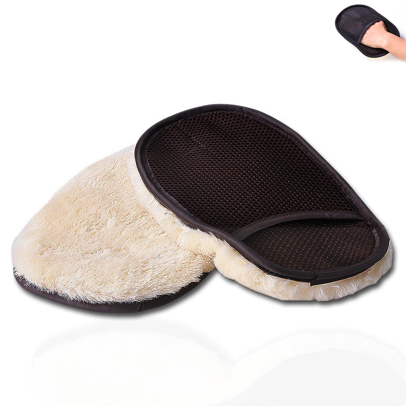 

LUYING 2 шт. Варежки из овчины для мытья автомобиля Набор для мытья автомобиля Губки для мытья автомобиля Варежки No белый