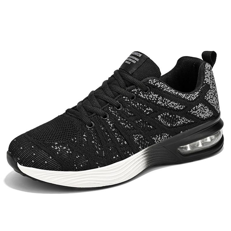 Autumn low-top large-size men's shoes fly-woven mesh breathable running shoes air cushion soft-soled sports shoes