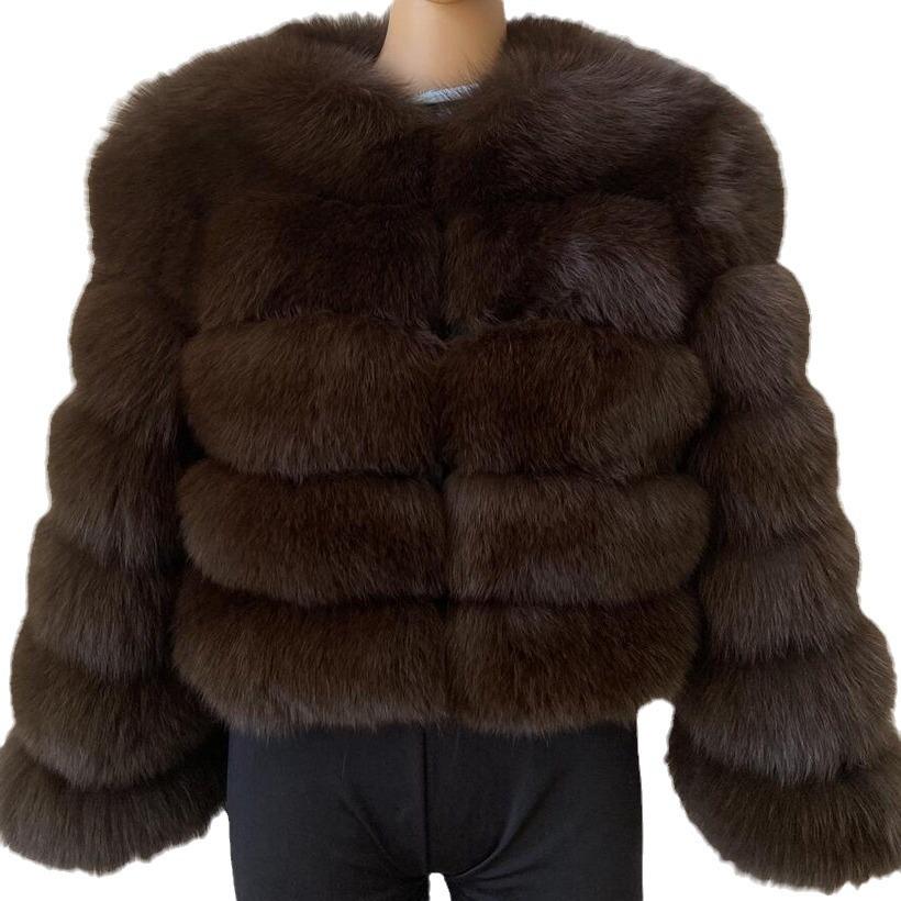Kurzer Wintermantel aus Kunstfuchs für Damen - Europäischer & Amerikanischer Stil, Langärmelig