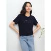 JUZUI Rundhals-T-Shirt mit gesticktem Buchstaben