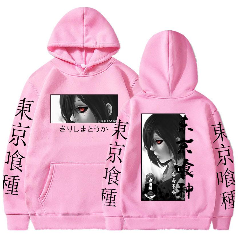 Moletom com capuz anime japonês Touka Kirishima olhos estampa moletom casual oversized moletom harajuku outono lã streetwear