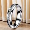 Stainless Steel Ring with Star-Inlaid Diamonds, Fade-Resistant, Titanium Finish