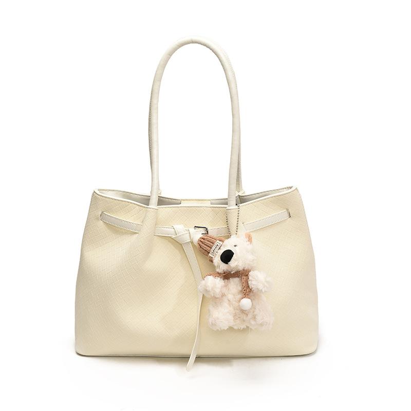 

Large-capacity niche portable tote bag women s new trendy fashion and versatile high-quality textured shoulder messenger bag Without pendant белый