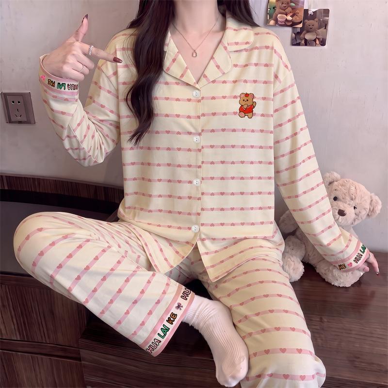 Autumn and winter new Christmas high-value imitation cotton pajamas women's loungewear long-sleeved trousers set can be worn outside