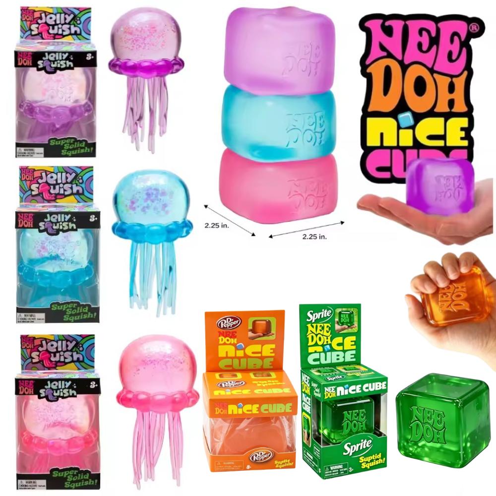 Juguete Apretable NeeDoh Medusa y Cubo de Moda, Gelatina Suave para Apretar Alivio del Estrés Juguete para Mover los Dedos, NeeDoh Sensorial para Niños y Adultos