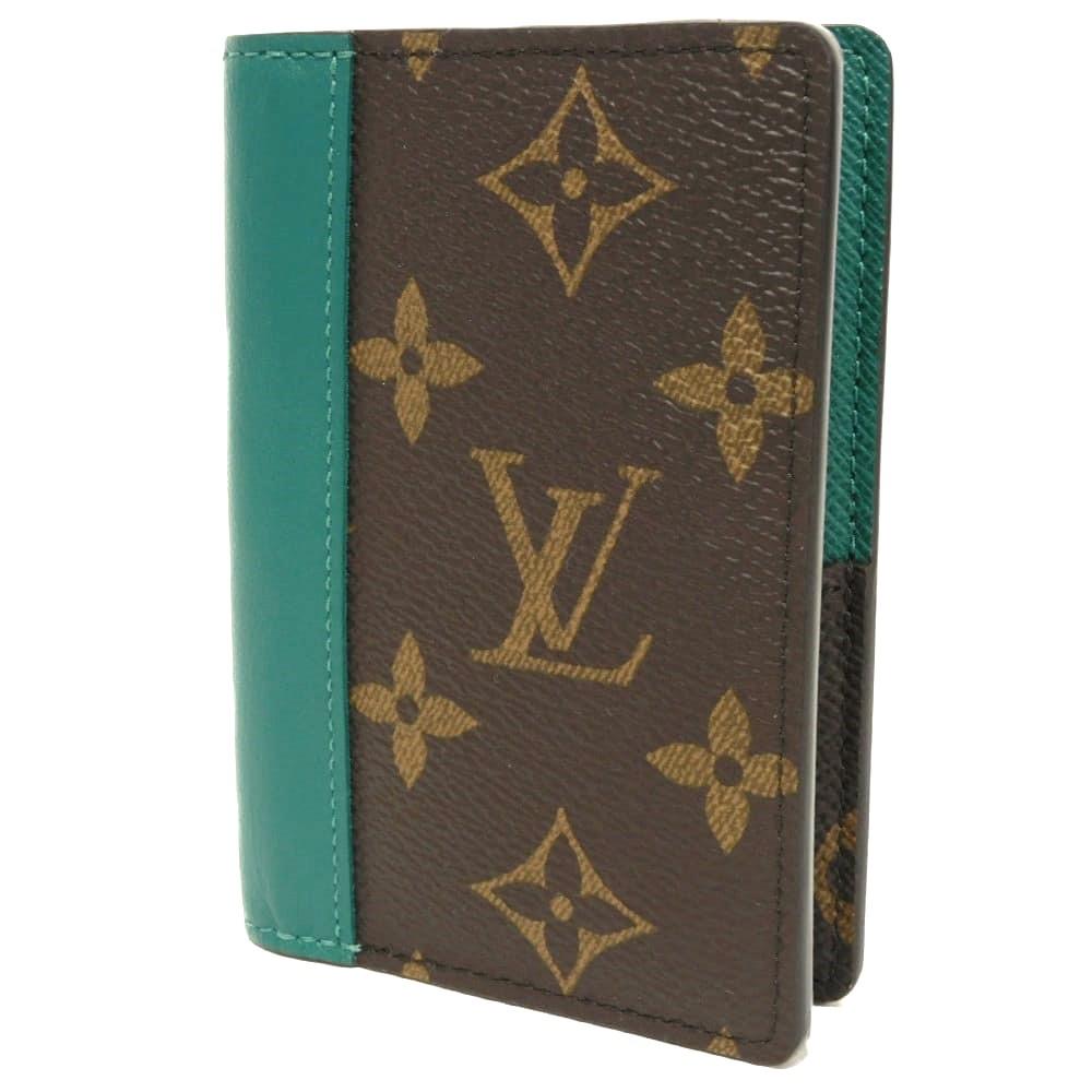 Used 12564 Organizer de Poche M12829 7946 Current Bifold RFID IC Monogram Macassar Excellent Condition Borneo Green