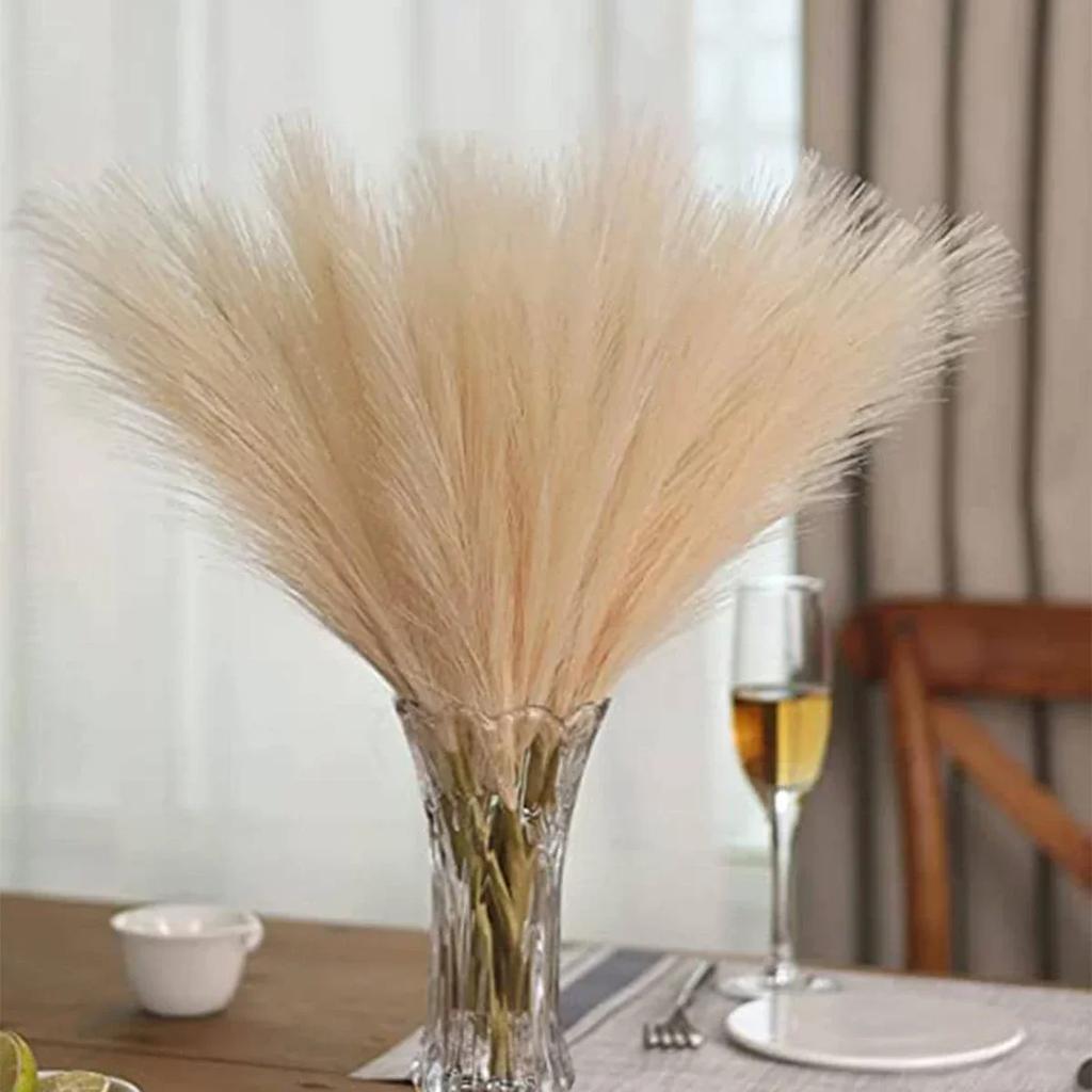 3pcs-Artificial Pampas Grass Simulation Feather Wedding Props Reed Hair Boho Home Decoration