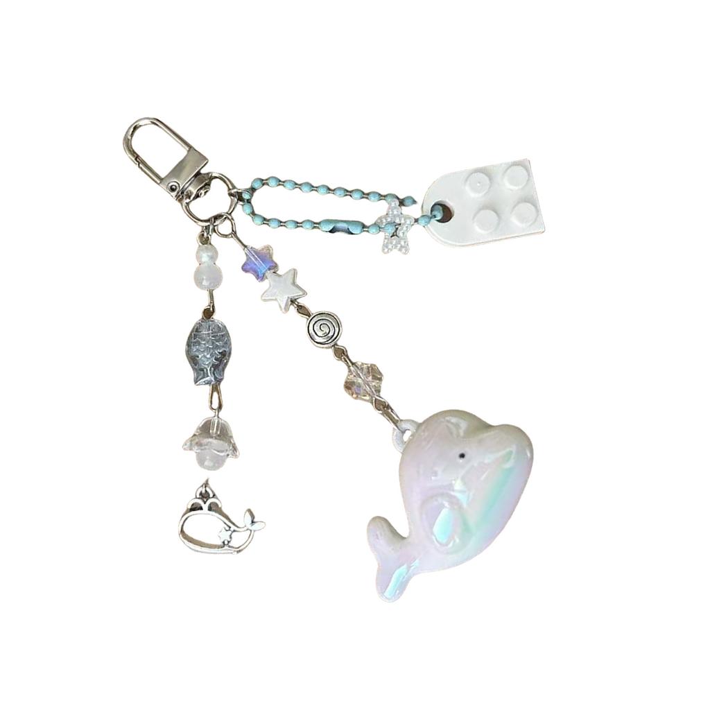Handmade Dolphin Beaded Keychain Cuteness Acrylic Alloy Texture Suitable for Youthful Women and Fashion Enthusiasts