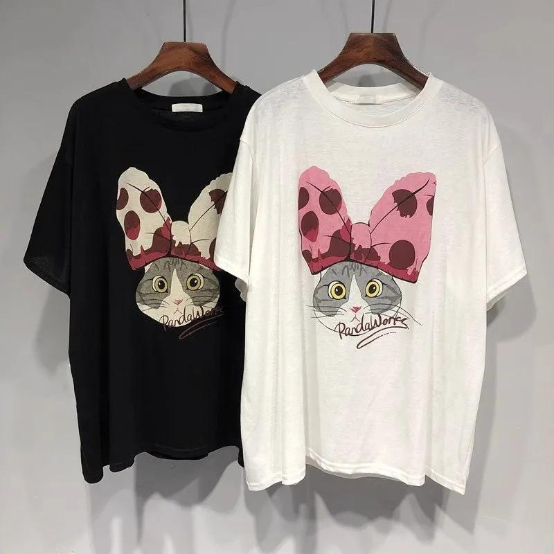 T-Shirt Damen Baumwolle Sommer Lässig Große Größe Locker Rundhals Pullover Kurzärmelige Oberteile