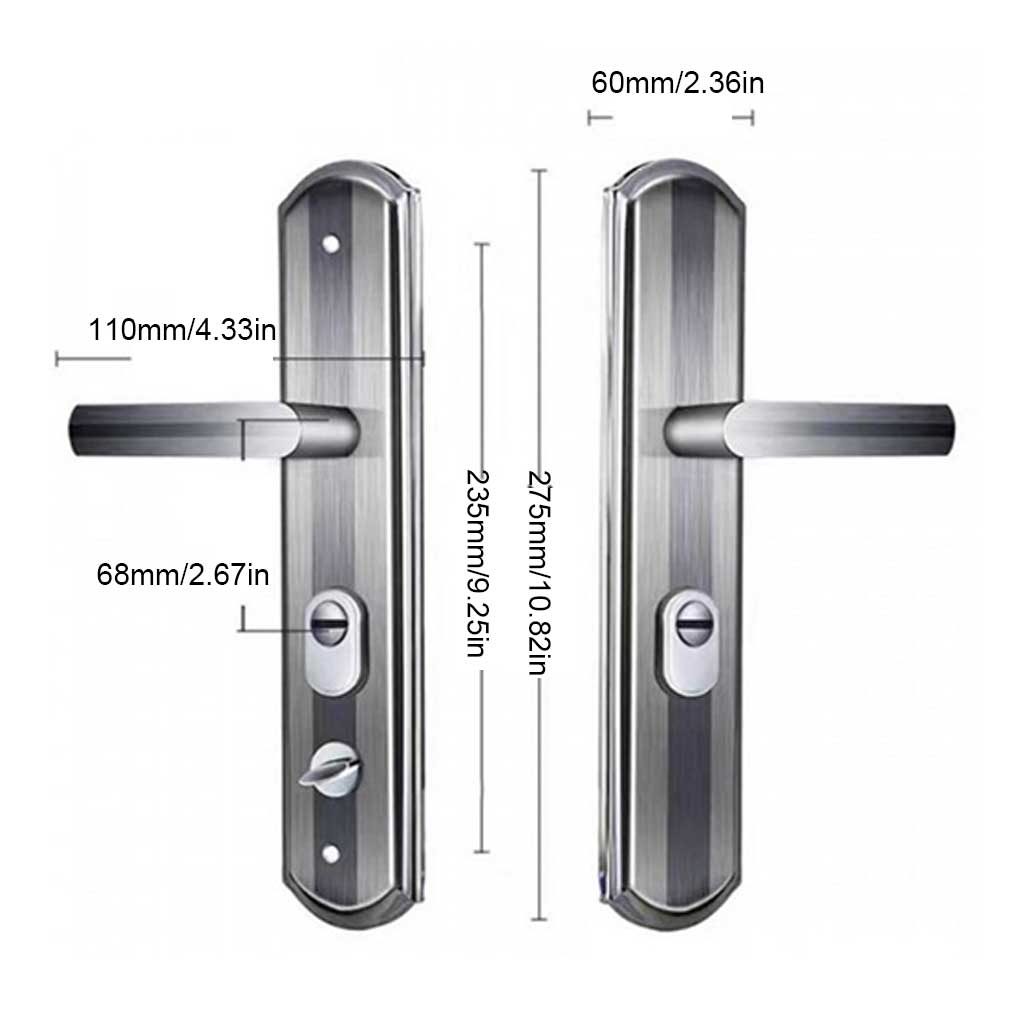 1 Pair Security Door Handle Entry Lever Stainless Steel Lock Panel