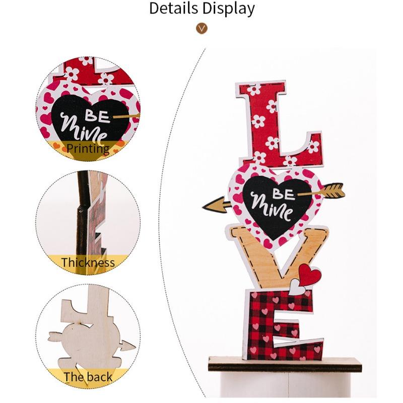 1PC hot-selling Valentine's Day decorative products Wooden Valentine's Day ornaments LOVE atmosphere dress up table