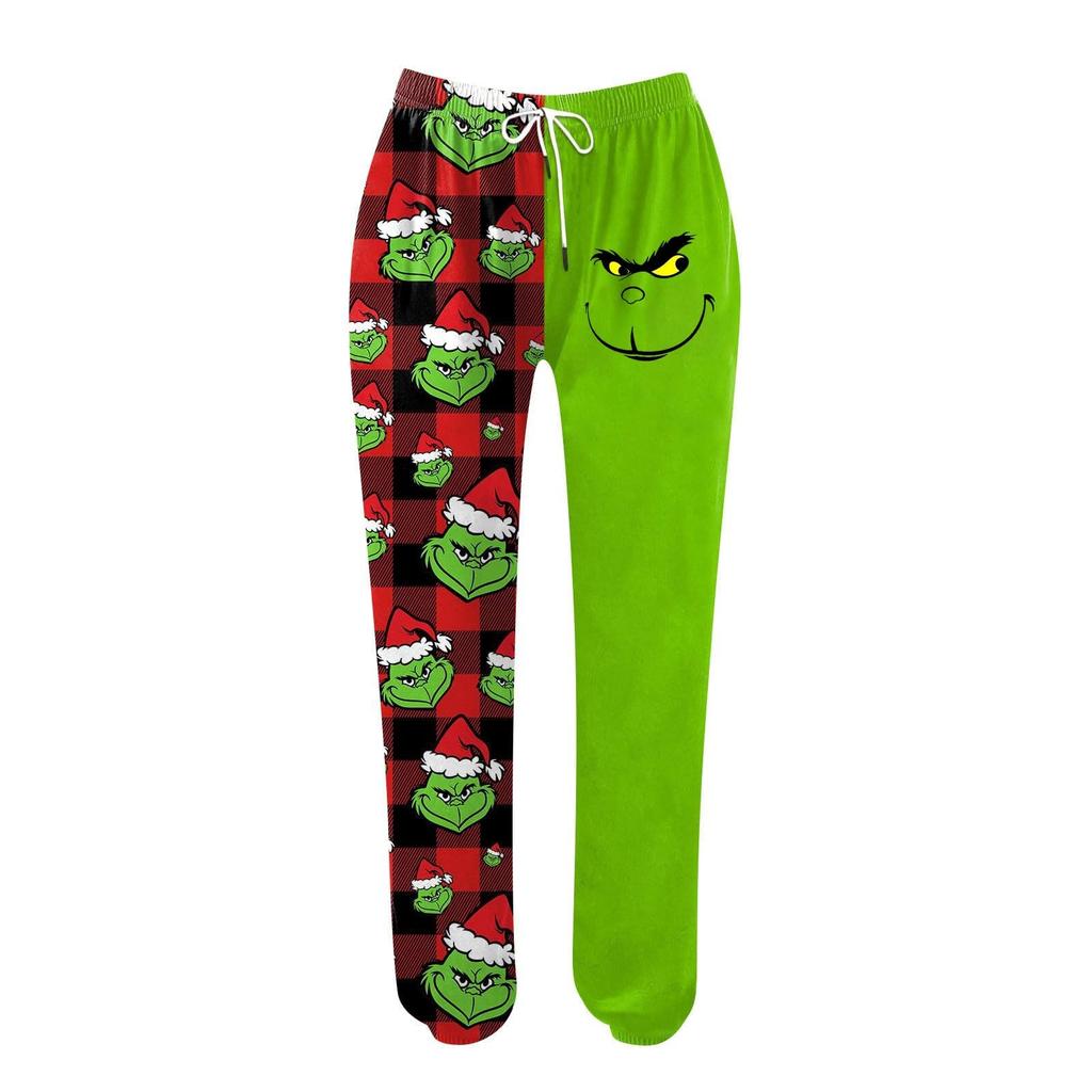 Damen Casual Fashion Weihnachtsdruck Lässige Jogginghose Elastische Taille Kordelzug Hose