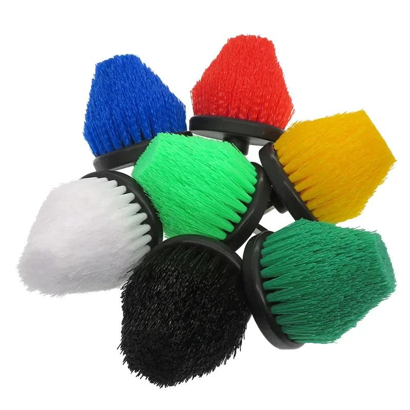 2.5'' Electric Drill Brush Hexagonal Stock Cone Nylon Bristle Power Scrubber for Corner Gap Cleaning Polishing Car Washing Tools
