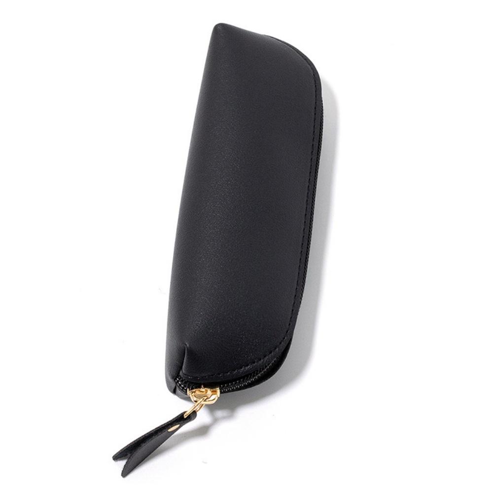 Mini Pencil Case Bag Fashion Makeup Bag Eyebrow Brush Storage Bag Premium Faux Leather Zipper Pencil Bags Simple Stationery Box