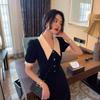 Hong Kong flavor retro temperament black polo dress children's summer new niche design high-end dress