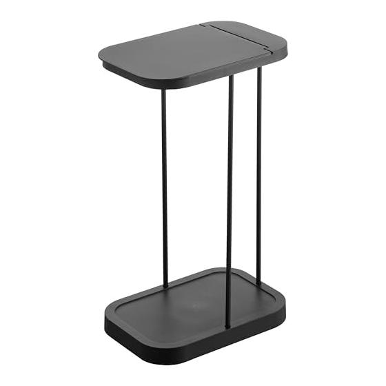 Yamazaki Jitsugyo 10566 Sorting Garbage Bag Holder with Casters Black W22.6 X D33.3 X H56cm LUCE Trash Can with Lid Vertical Opening 30L 45L Easy To