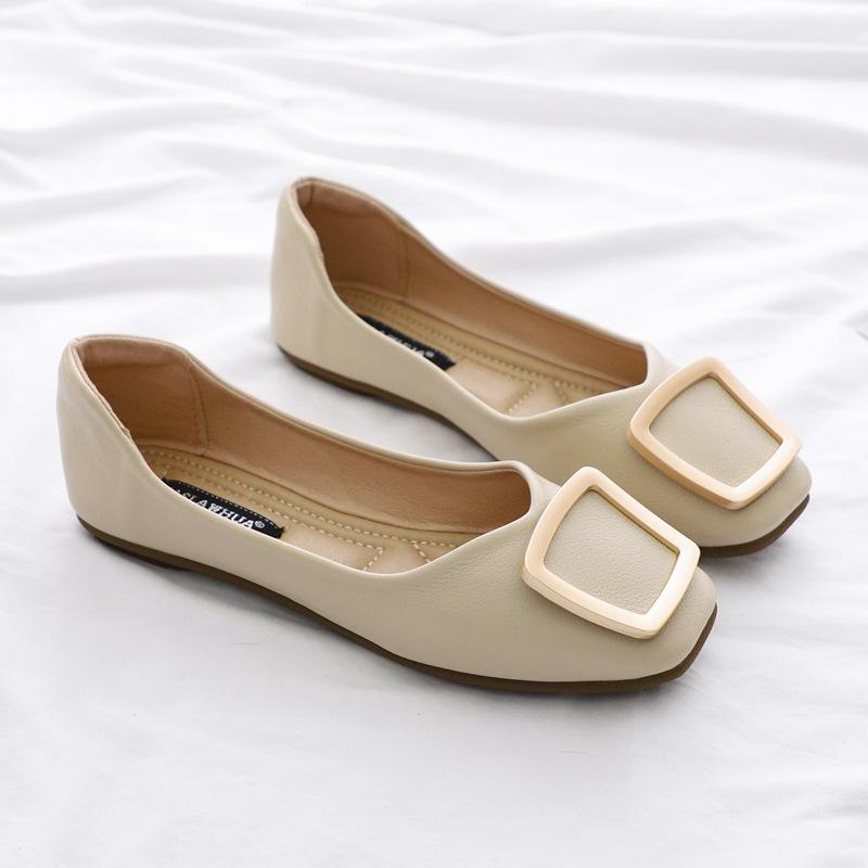 Flat-soled Single Shoes Women's 2025 New Autumn Shallow Soft-soled One-pedal Doudou Ladyshoes Large-size Women's Shoes 41-43 Summer