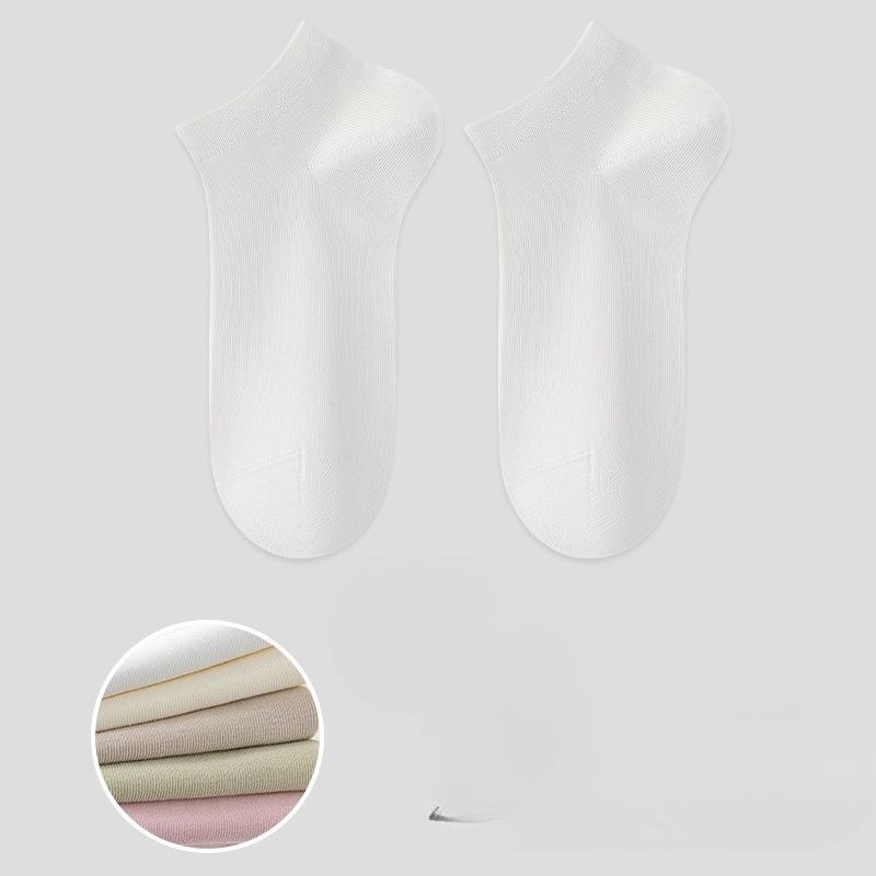 Women's Summer Thin Cotton Pure Color Mesh Breathable Sweat Absorption Deodorant Boneless Socks