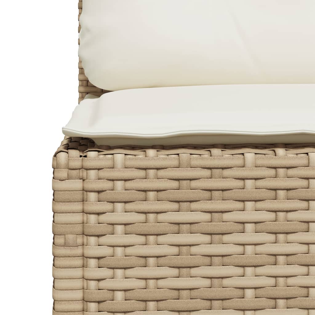 Garden Sofa Without Armrests with Cushions Beige Poly Rattan