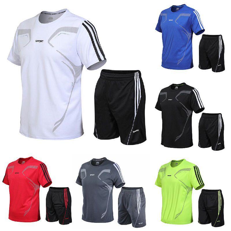 Men's Breathable Quick-drying Running Sport Set Short Sleeve Shirt And Shorts