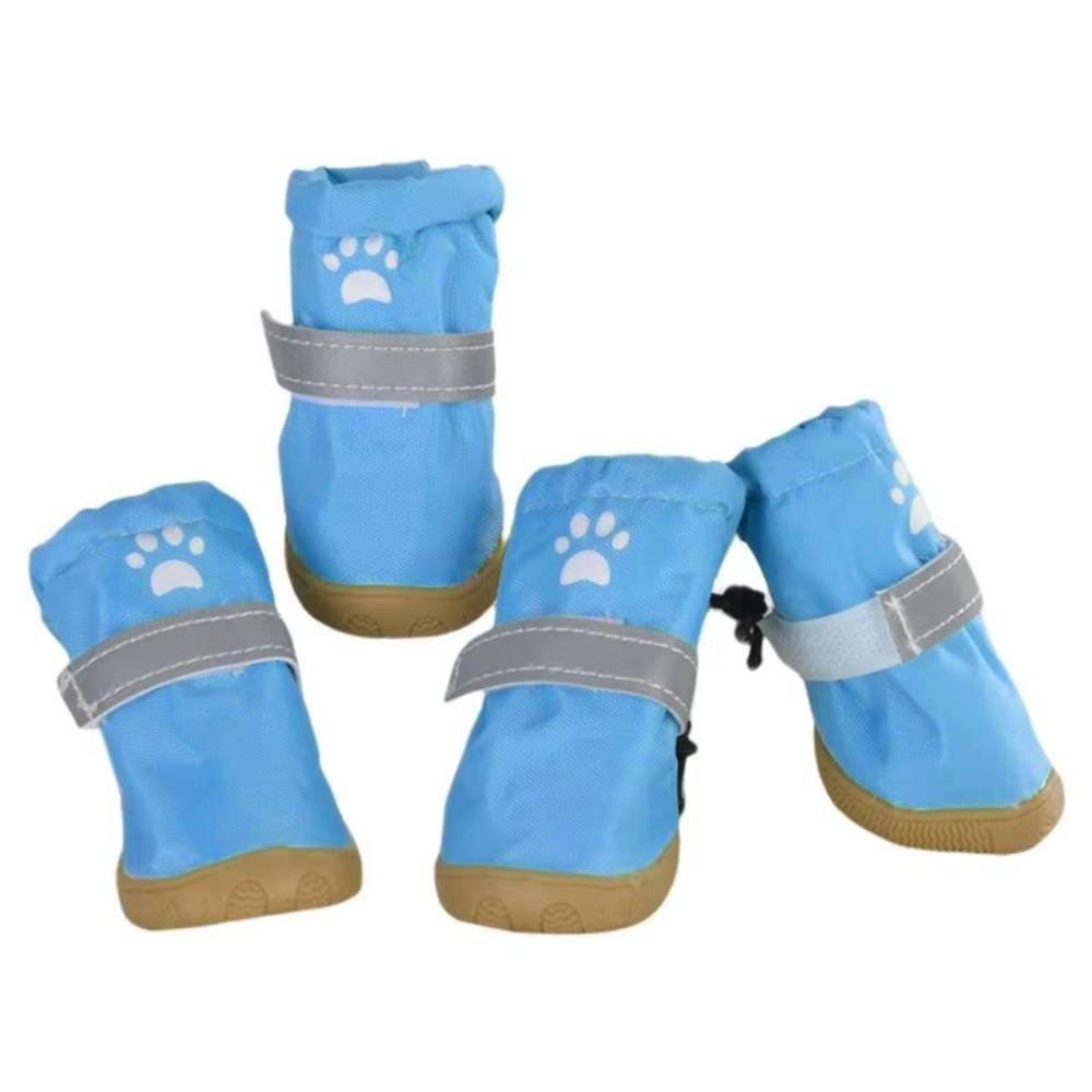 4pcs/set Waterproof Pet Dog Shoes Reflective Pet Rain Shoes Puppy Booties Small Medium Dog