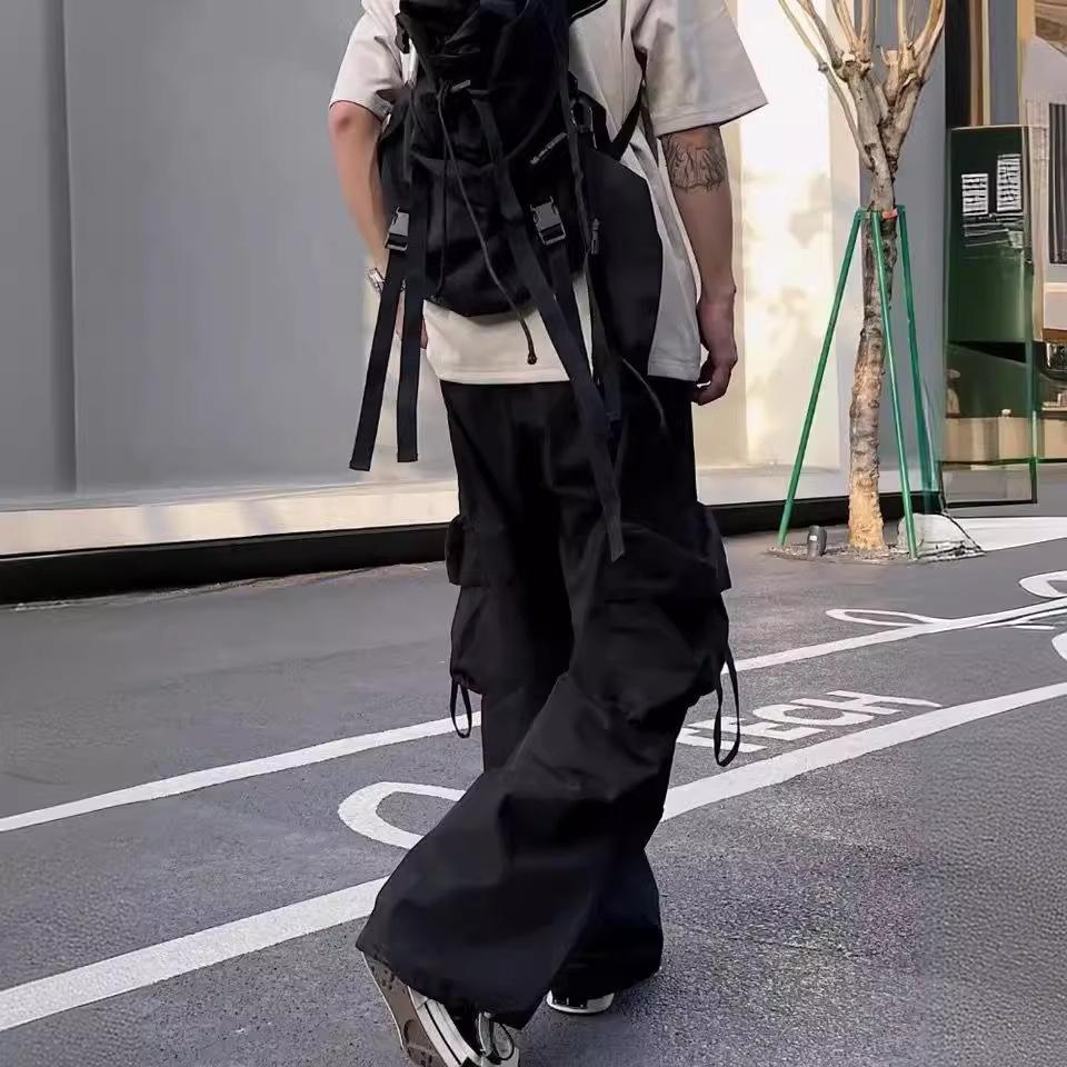 American Straight Overalls Men's and Women's Spring and Summer Loose and Versatile Blue Wide-leg Pants